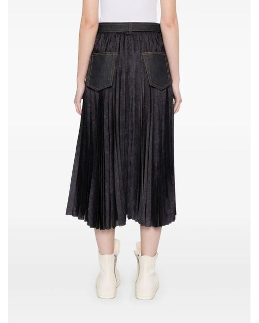 Gonna Midi Con Piega di Sacai in Black