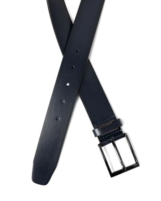 Boss Black Square-Buckle Leather Belt for men