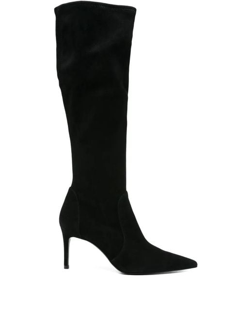 Stuart Weitzman Black 80Mm Pointed-Toe Stretch-Knit Boots