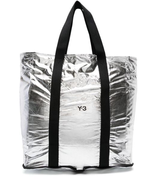 Y-3 Folding-design Metallic Tote Bag