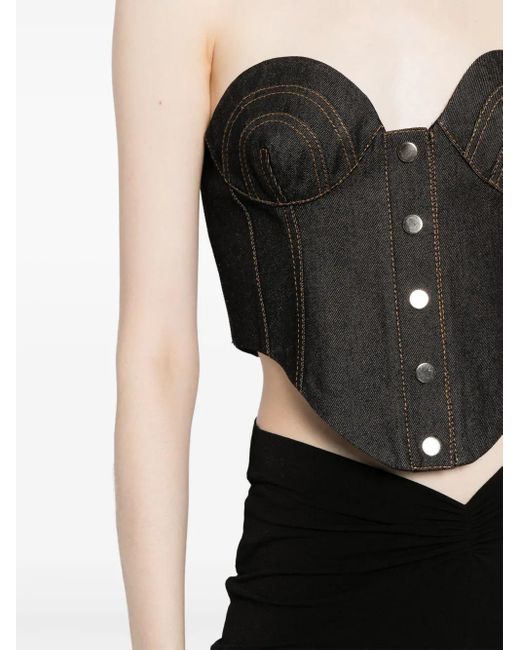 Aleksandre Akhalkatsishvili Black Contrast-Stitching Denim Corset