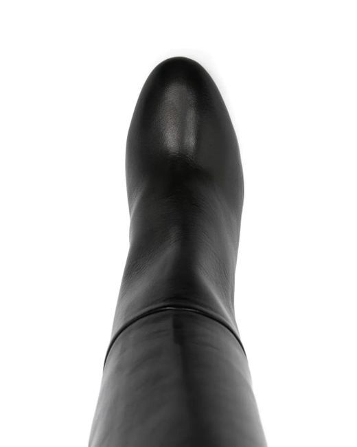 Julie Dee Black 80Mm Block-Heel Calf-Leather Boots