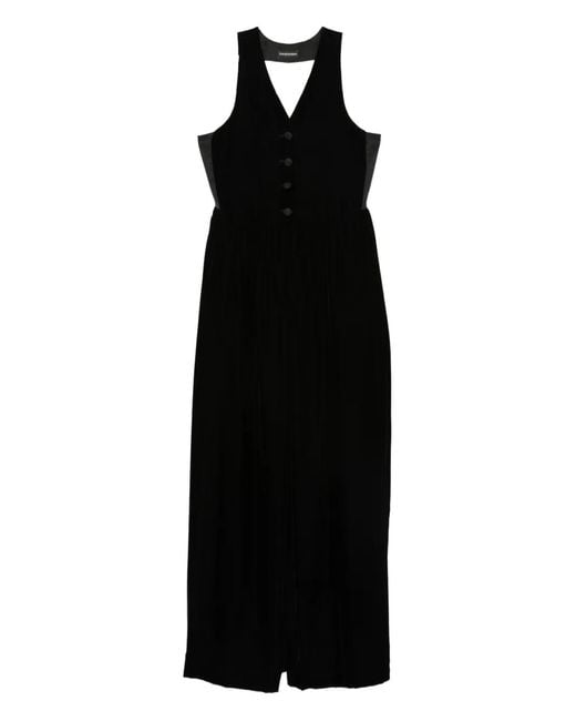 Emporio Armani Black Button-Fastening V-Neck Jumpsuit