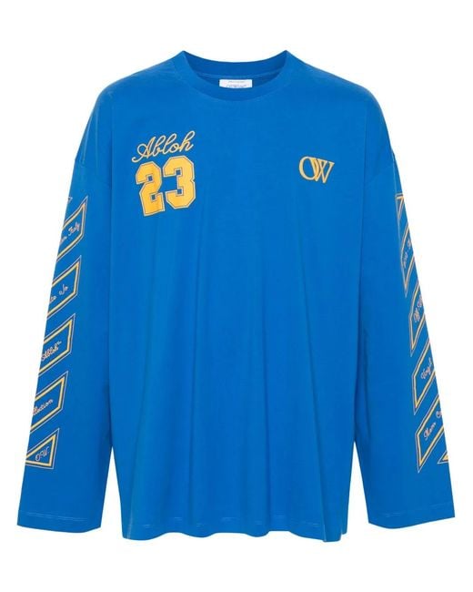 Off-White c/o Virgil Abloh Blue Graphic-Print Cotton T-Shirt for men