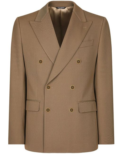 Dolce & Gabbana Brown Double-Breasted Peak Lapel Jacket for men