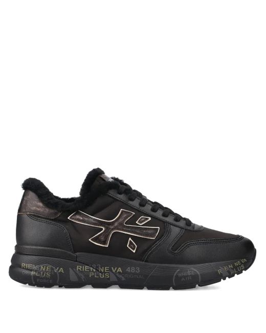 Premiata Black Mick Fur-Trim Sneakers for men