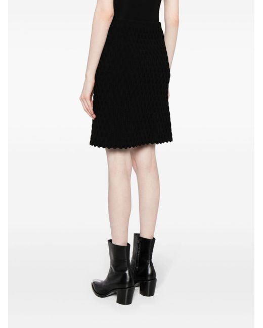 JNBY Black Scalloped-hem Knitted Midi Skirt