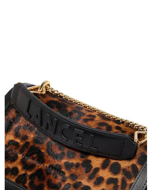 Lancel Black Ninon Leopard-Print Flap Bag
