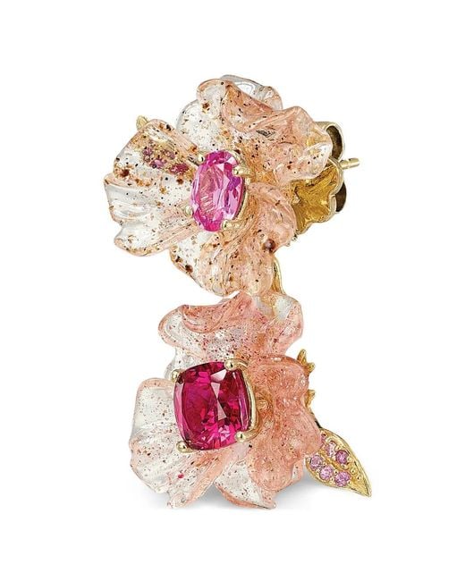Anabela Chan White Ruby Petunia Drop Earrings