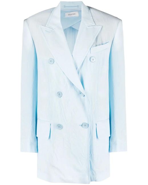 Sportmax Blue Fitted Double-Breasted Button Blazer