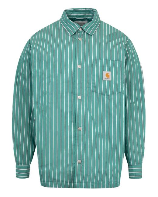 Carhartt Men's Green Grimsby Stripe Jacquard Shirt Jacket