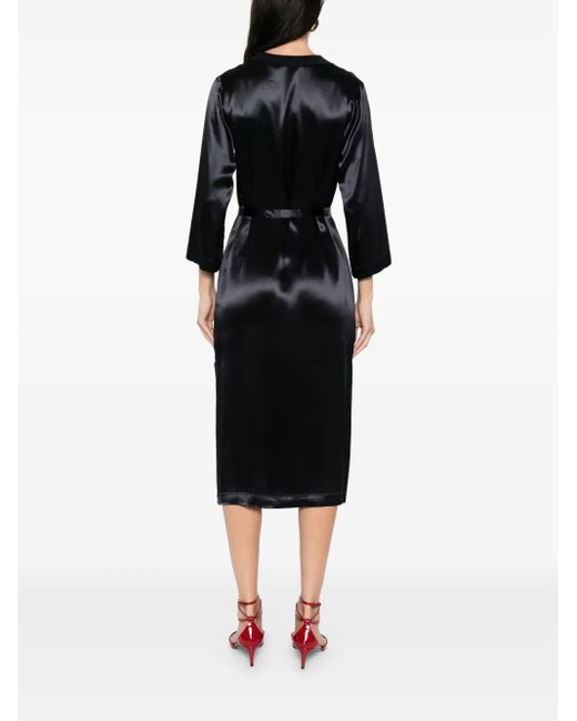 Peserico Black Satin Midi Dress
