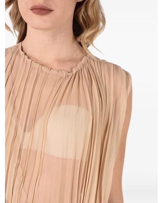 Maison Margiela White Pleated Floral-Print Midi Dress