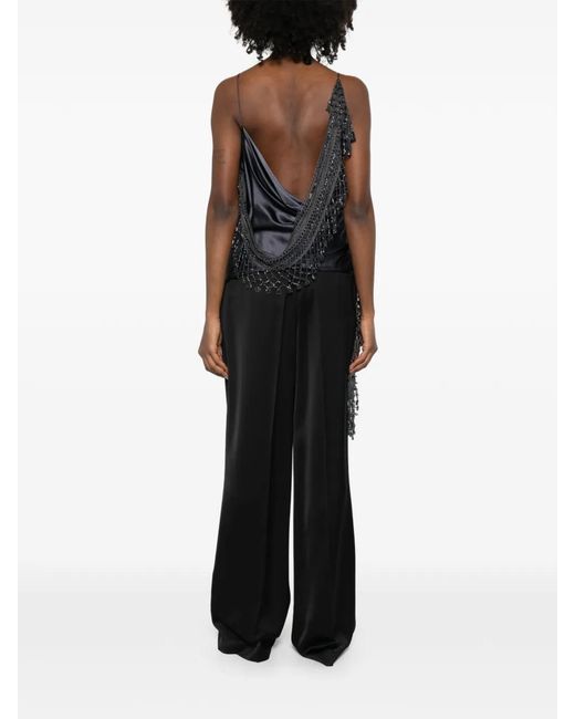 Christopher Esber Black Gehäkelte Bluse mit Tropfenperlen