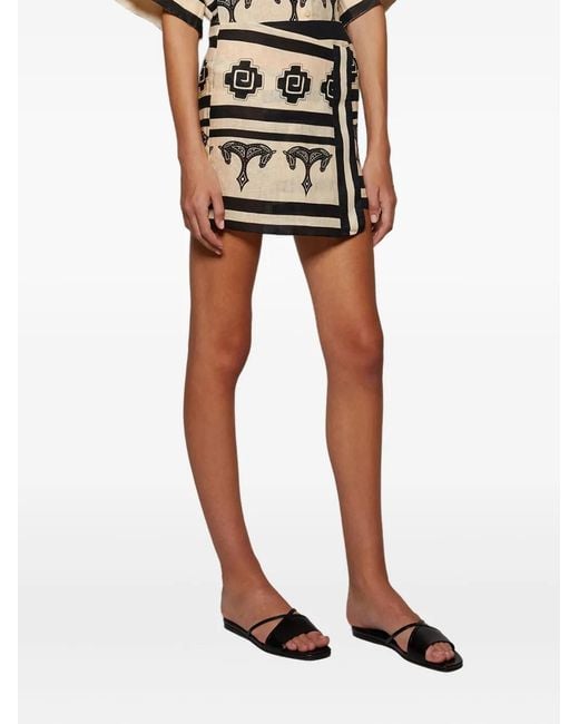 Johanna Ortiz Black Horse-Print Wrap Skirt