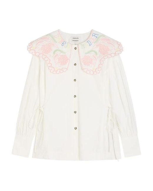 Blusa Con Ricamo A Fiori di Damson Madder in White