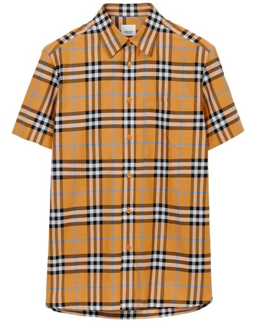 Burberry Yellow Vintage Check Cotton Shirt for men