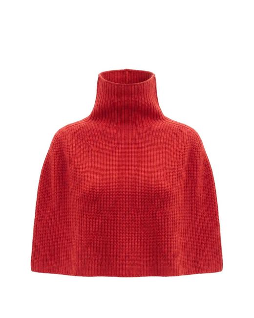 Sa Su Phi Red Ribbed-Knit Cashmere Poncho