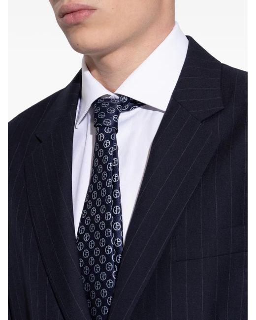 Giorgio Armani Blue Pattern Silk Tie for men