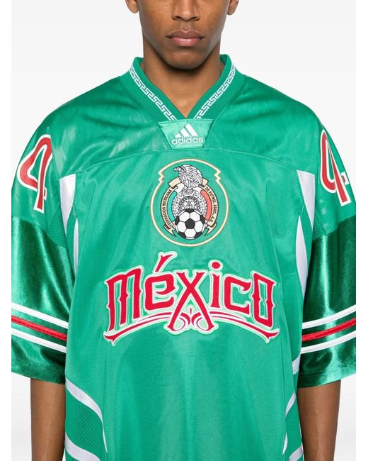 Adidas Green Embroidery-Logo Short-Sleeve T-Shirt for men