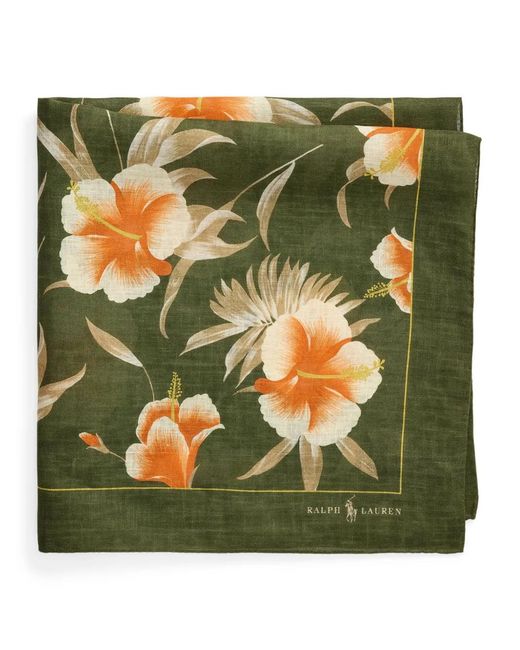 Polo Ralph Lauren Green Floral-Print Silk Bandana for men
