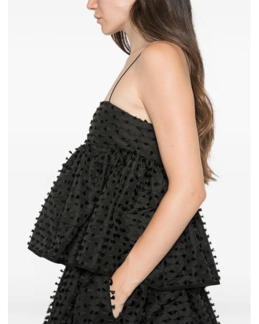 CECILIE BAHNSEN Black Babette Fil-Coupé Top