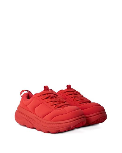 Hoka One One Red Bondi Quilted Lace-Up Sneakers