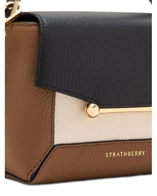 Strathberry Black Mosaic Leather Top-Handle Cross Body Bag