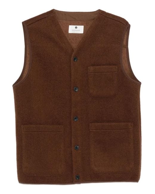 Anerkjendt Brown Button-Fastening Patch-Pocket Gilet for men