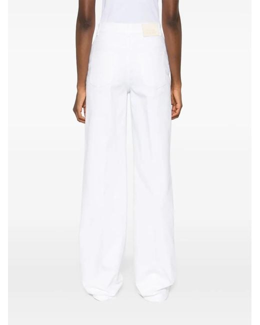 McQueen White Brand-patch Wide-leg Mid-rise Stretch-denim Jeans