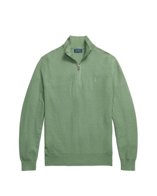 Polo Ralph Lauren Green Quarter-Zip Waffle-Knit Sweater for men
