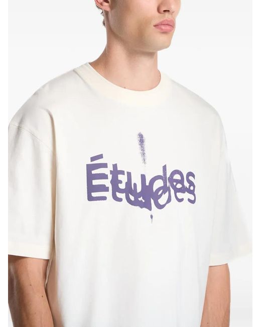 Etudes Studio White Studio Sound Scan Logo-Print T-Shirt for men