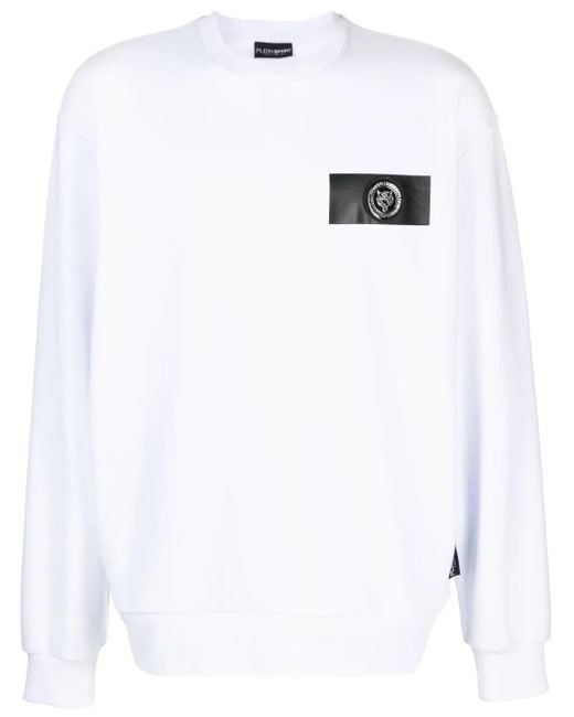 Philipp Plein White Logo-Patch Cotton Sweatshirt for men