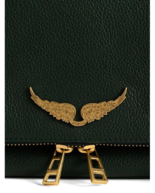 Zadig & Voltaire Green Rock Grained Leather Clutch Bag