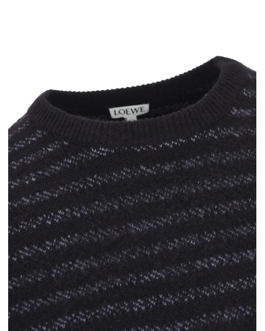 メンズ Loewe ロゴ ストライプ セーター Black