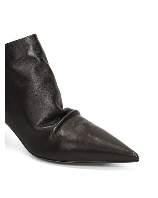 The Seller Black Ruched Pointed-Toe Ankle Boots