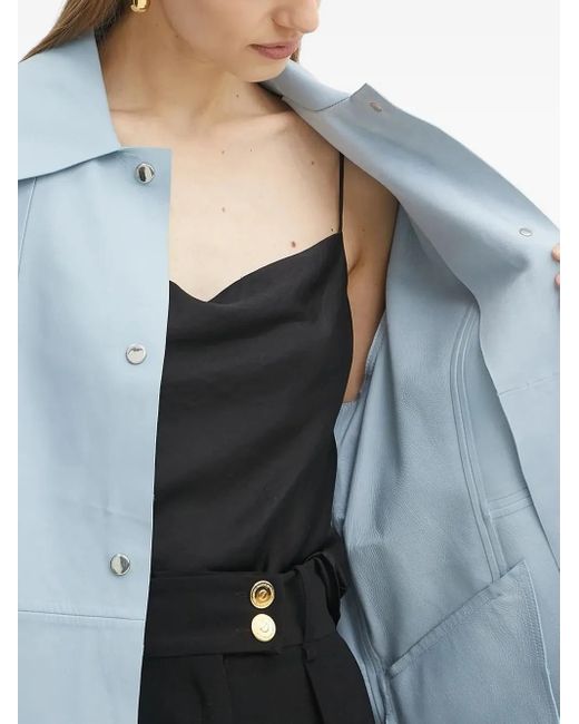 Boss レザー トレンチコート Blue