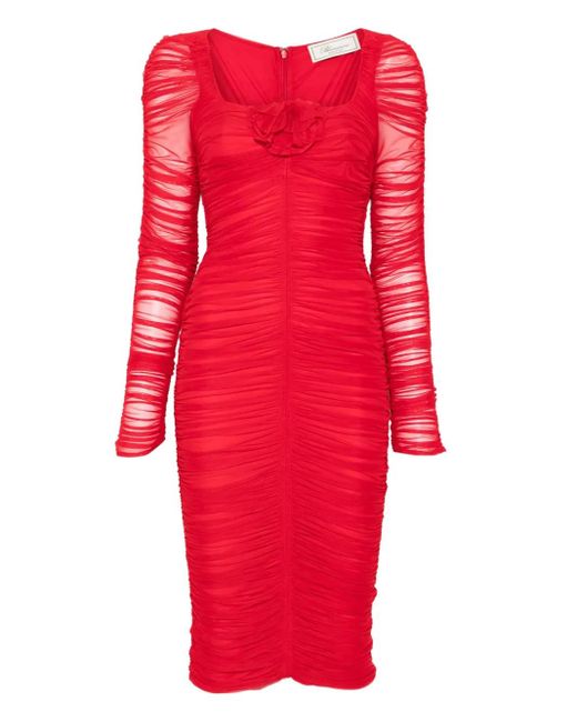 Robe Volantée À Manches Longues Blumarine en coloris Red