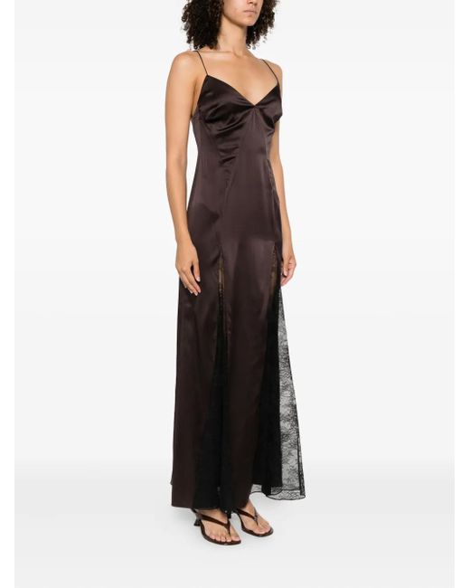 Staud Brown Trinity Lace-Insert Maxi Dress