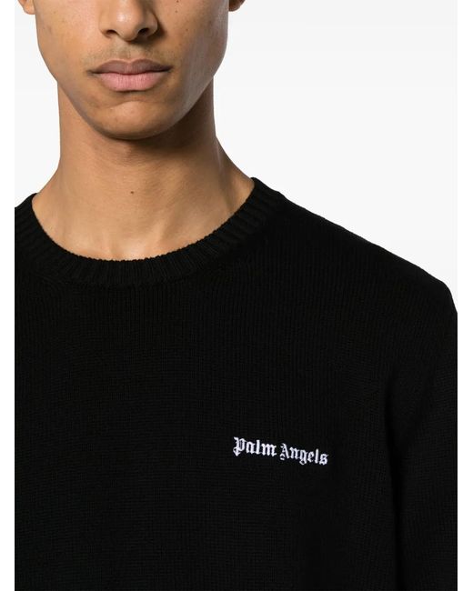 Palm Angels Black Logo Sweater for men