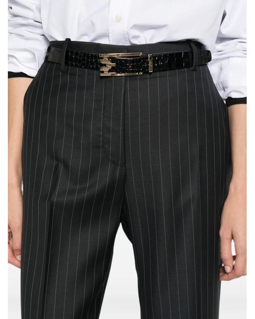 Tom Ford Black Pinstripe-Pattern Tailored Trousers