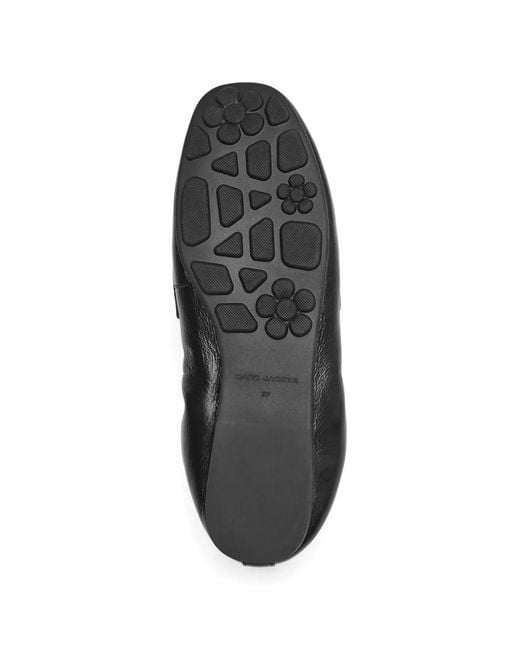 Marc Jacobs Black Logo-Plaque Leather Loafers