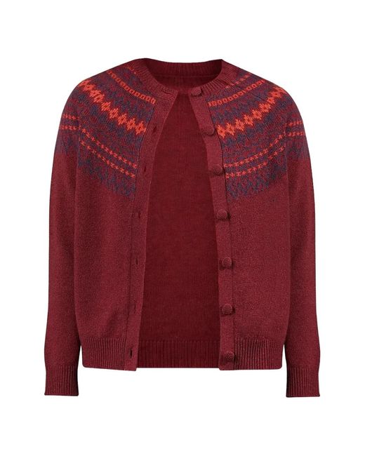 Alexandra Golovanoff Red Cardigan Mila À Motif Fair Isle