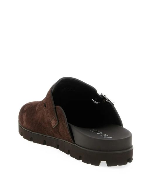 Prada Brown Suede Mules for men