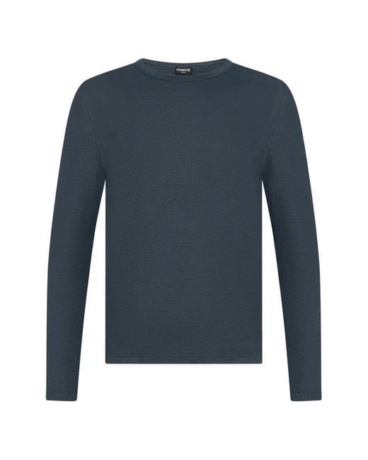 Franzese Collection Blue Crew-Neck Long-Sleeves T-Shirt for men