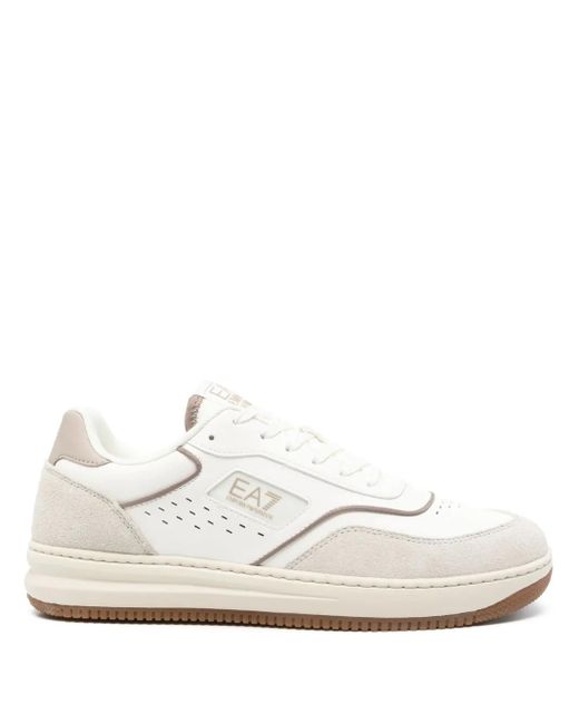 メンズ EA7 レザースニーカー White