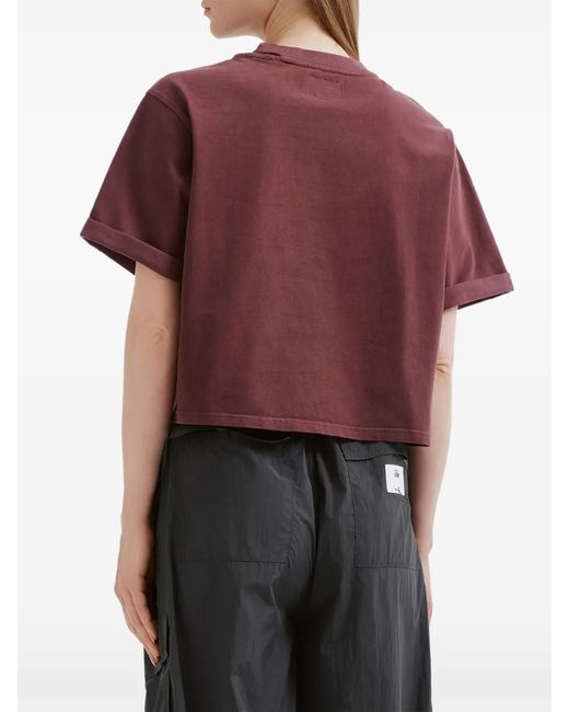 Izzue Purple Cropped Embroidered T-Shirt