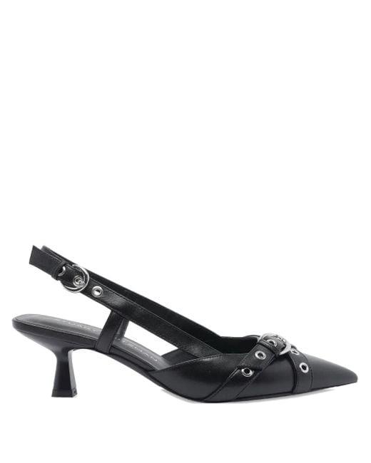 Stuart Weitzman Black 50Mm Leather Heeled Pumps