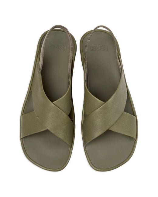 Camper Green Isla Crossover-Strap Leather Sandals