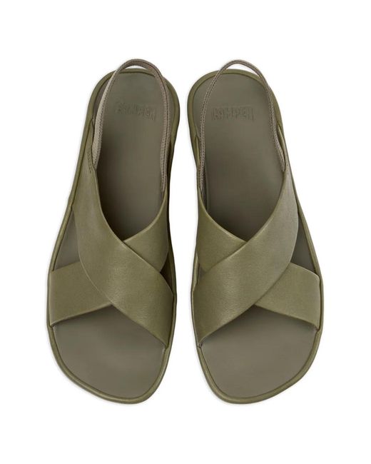 Camper Green Isla Crossover-Strap Leather Sandals